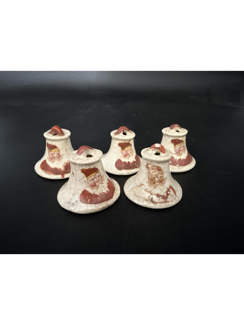 LOT (5) Christmas Santa mini-bells 1”